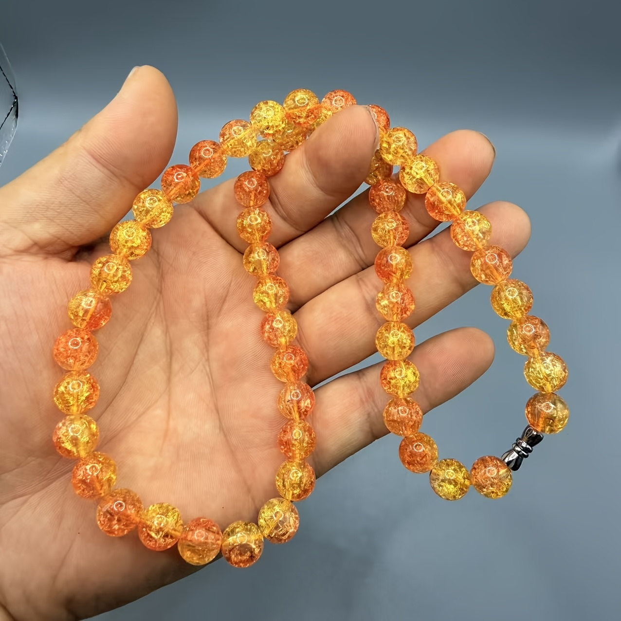 Unisex Baltic Amber Necklace, Minimalist Smooth Beaded Chain